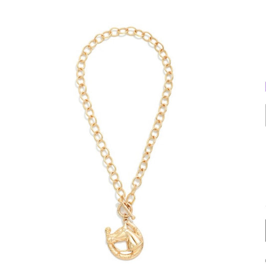 Medallion Horse Pendant Necklace