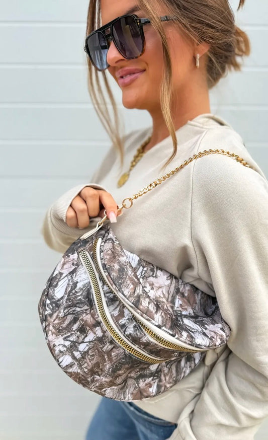 Camo Double Zipper Crossbody