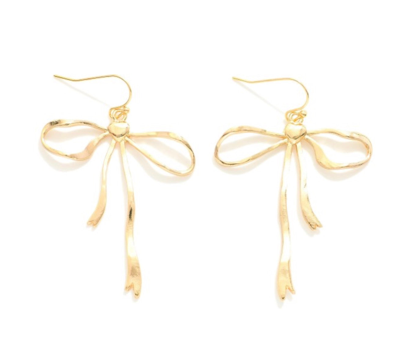 Metal Bow Drop Earrings