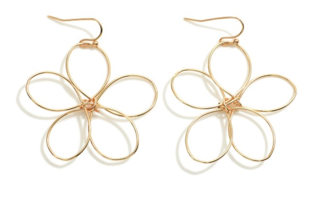 Twisted Metal Flower Earrings