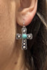 Turquoise Cross Drop Earrings