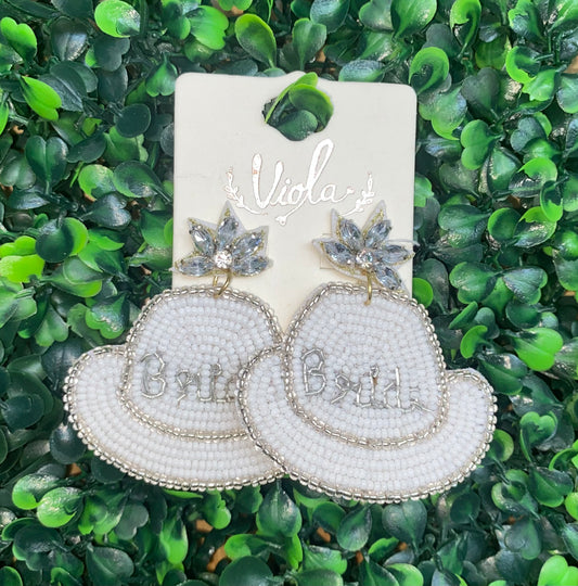 Bride Cowboy Hat Earrings