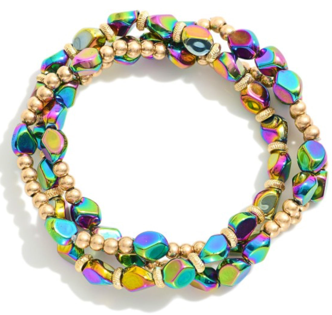 Set Of Three Iridescent Bracelet