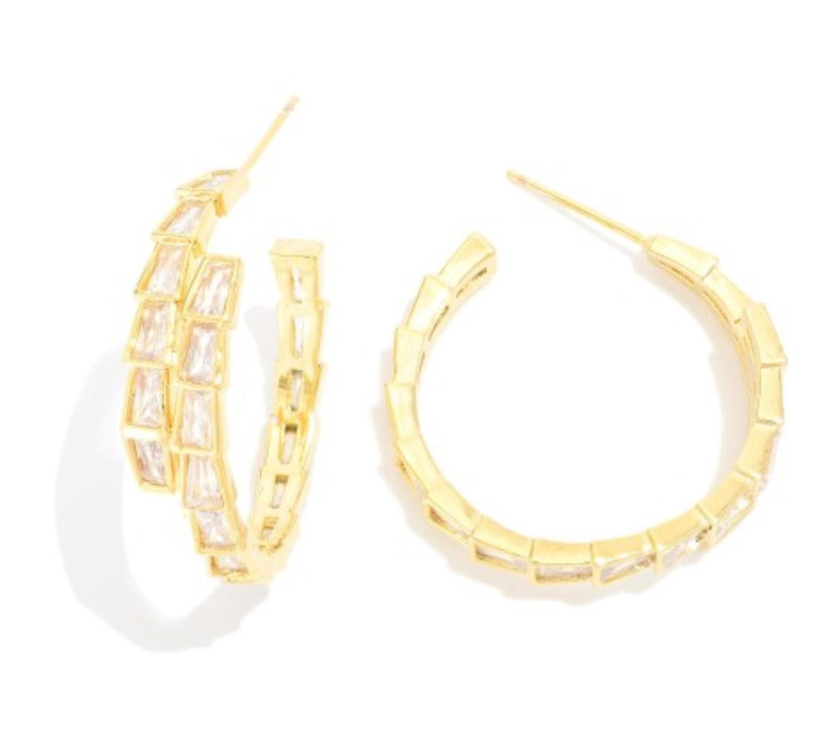 Baguette Diamond Hoops
