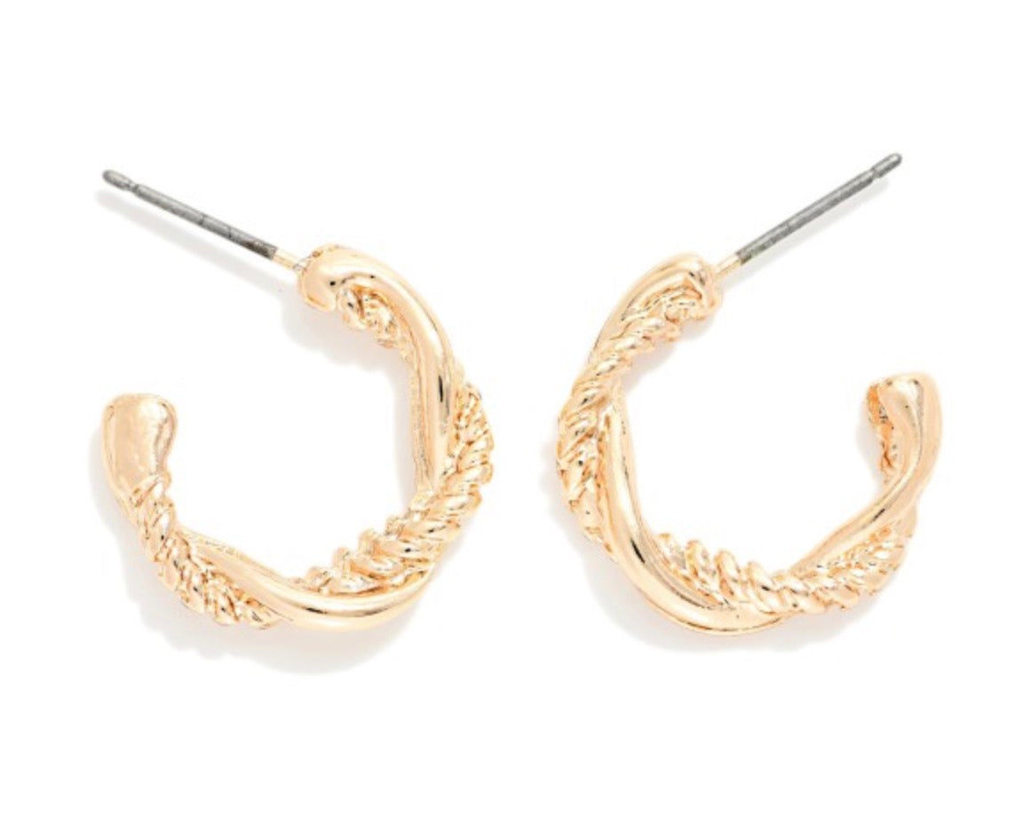 Double Twist Metal Hoop Earrings