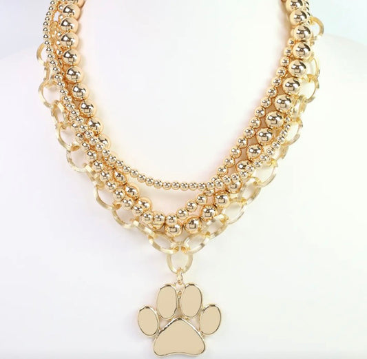 Layered Paw Print Necklace