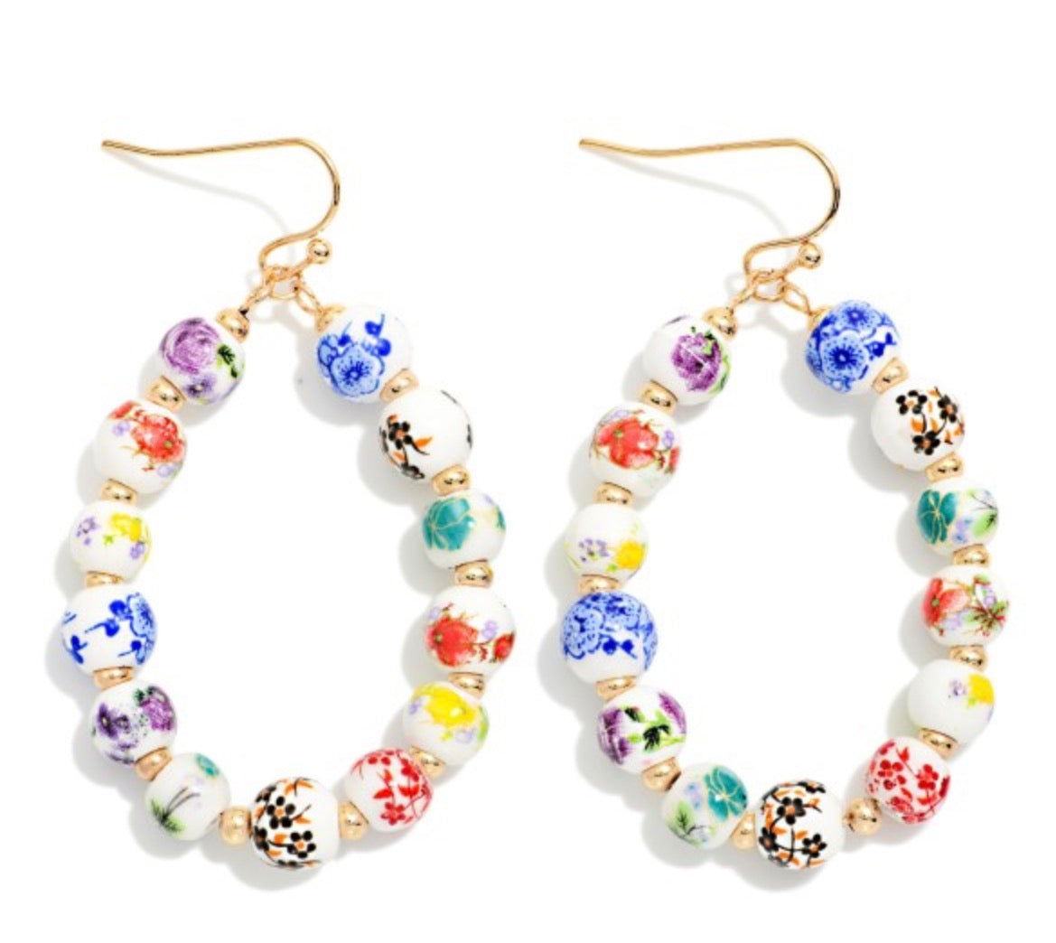 Chinoiserie Beaded TearDrop Earrings