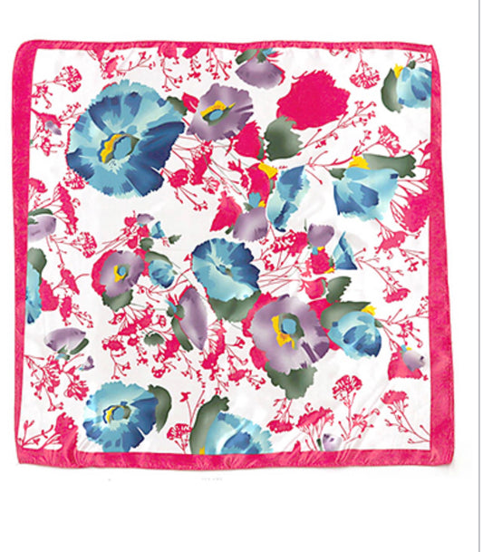 Large Flower Print Silky Bandana