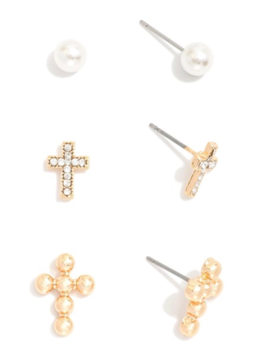 Set of Three Cross Studs