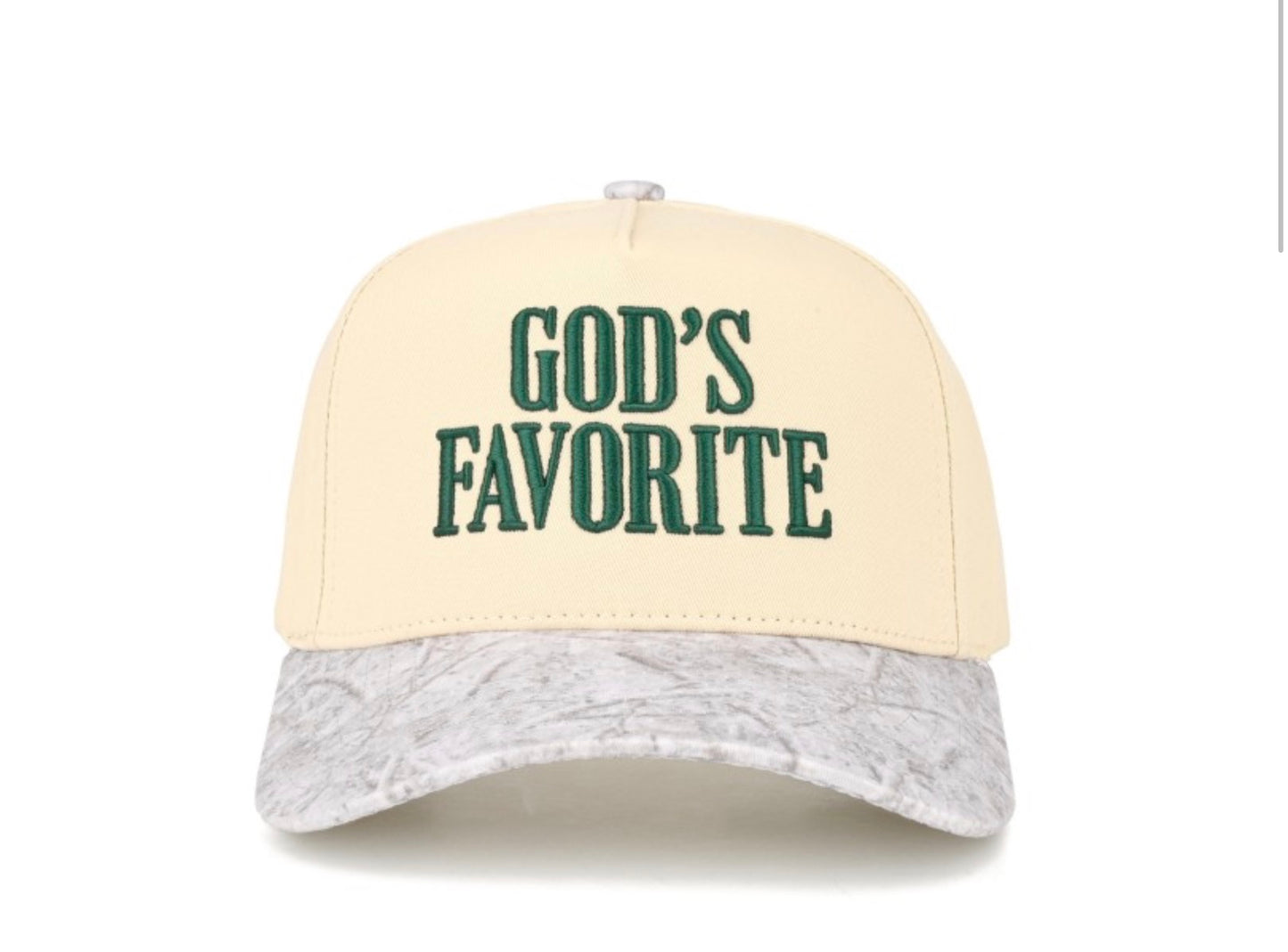 GODS FAVORITE" Embroidered Two Tone Baseball Cap