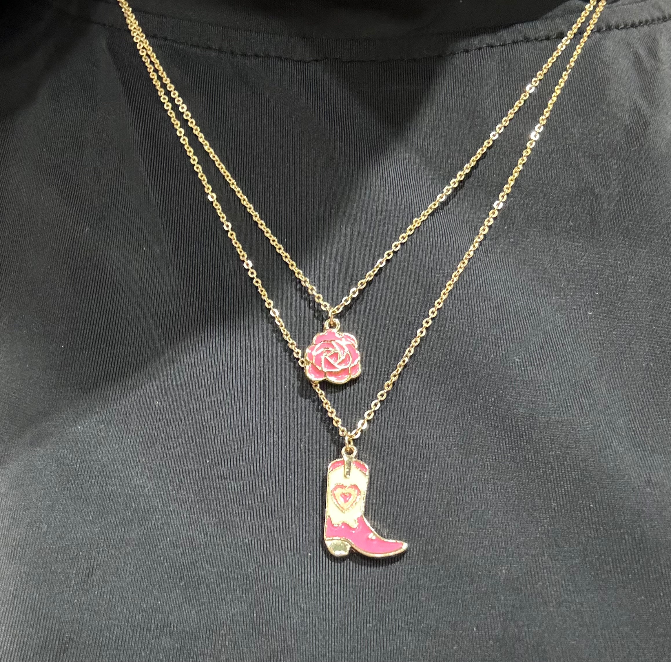 Boot n Rose Necklace