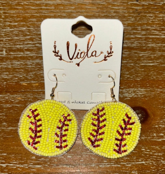 Beaded Softball Earrings