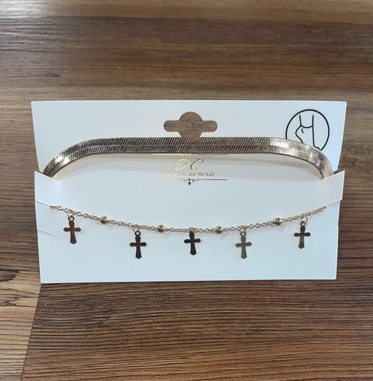 Cross & Chain Anklet Set