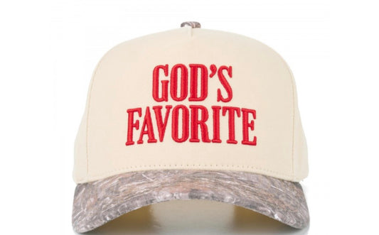 GODS FAVORITE" Embroidered Two Tone Baseball Cap