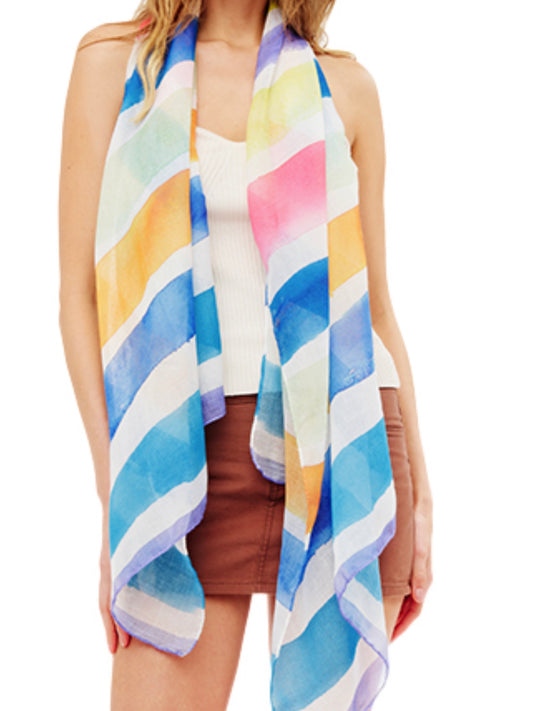 Multi Color Stripe Oblong Scarf