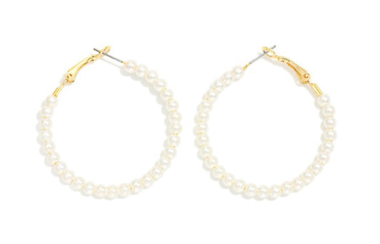 Pearl Beaded Hoop Earrings