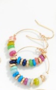 Stone Disk Beaded Earrings