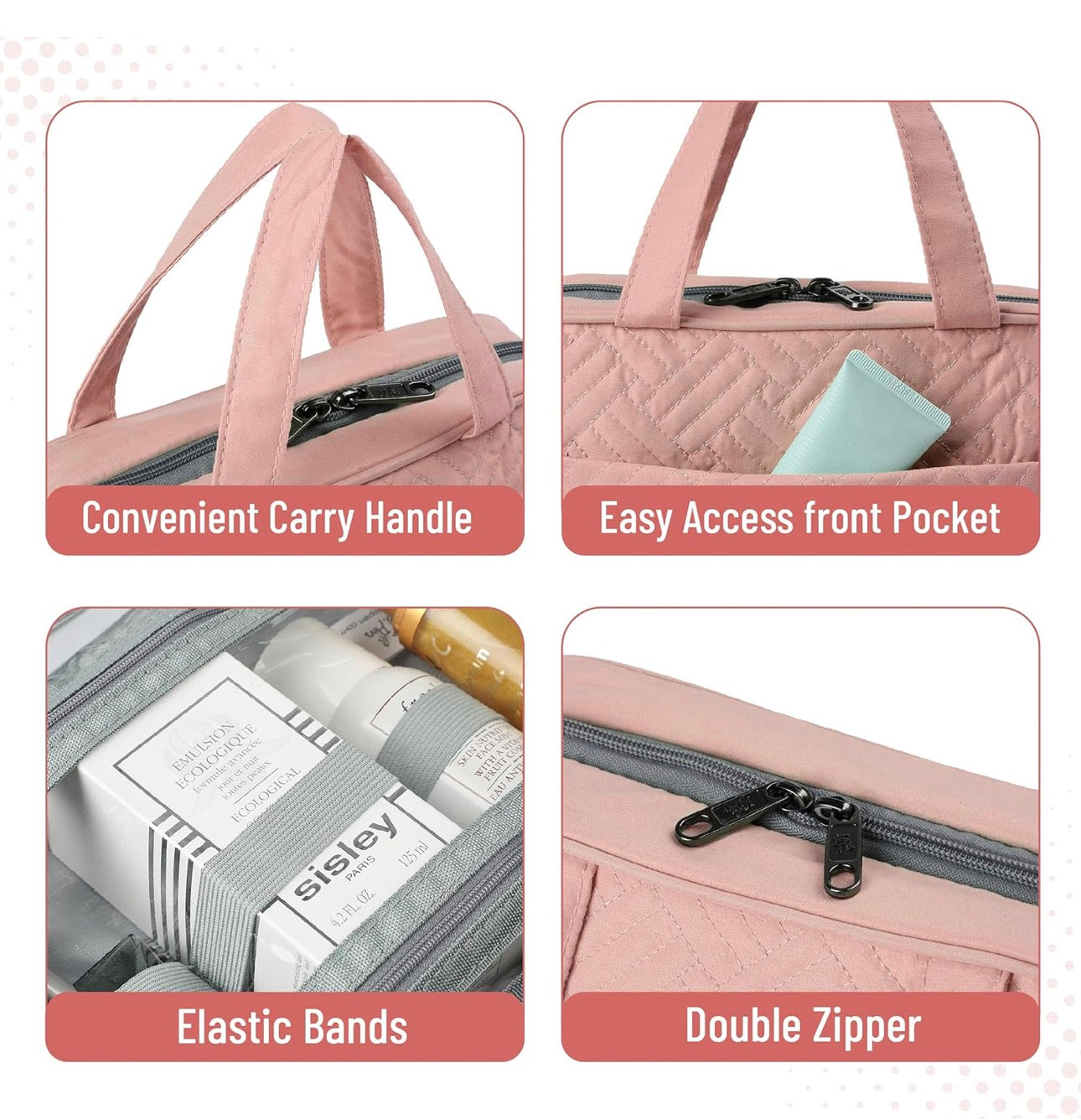 Pink Quilted Travel Bag