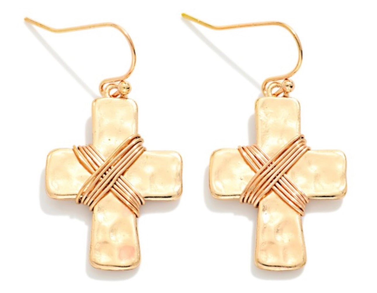 Wire Wrapped Cross Earrings