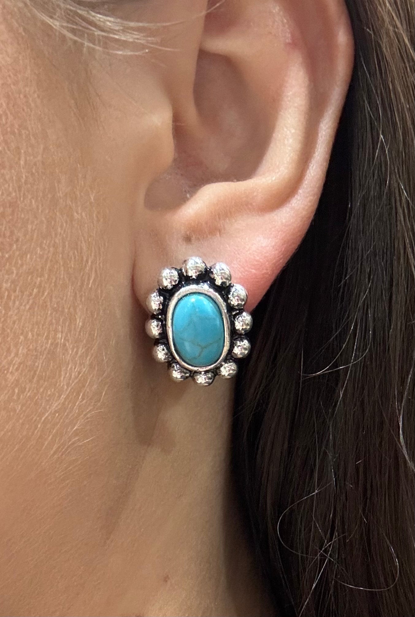 Oval Turquoise Earrings