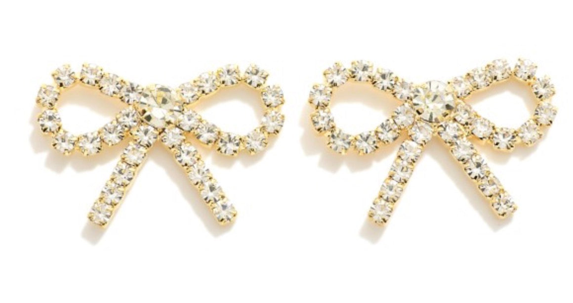 Rhinestone Bow Stud Earrings