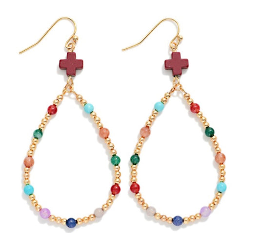 Cross Detail Drop Earrings