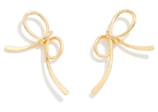 Metal Bow Drop Earrings