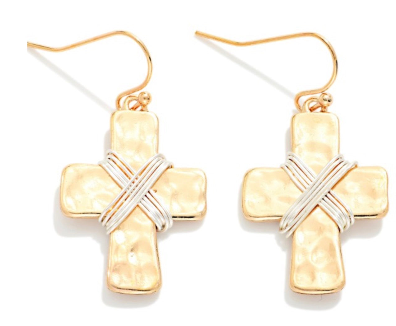 Wire Wrapped Cross Earrings