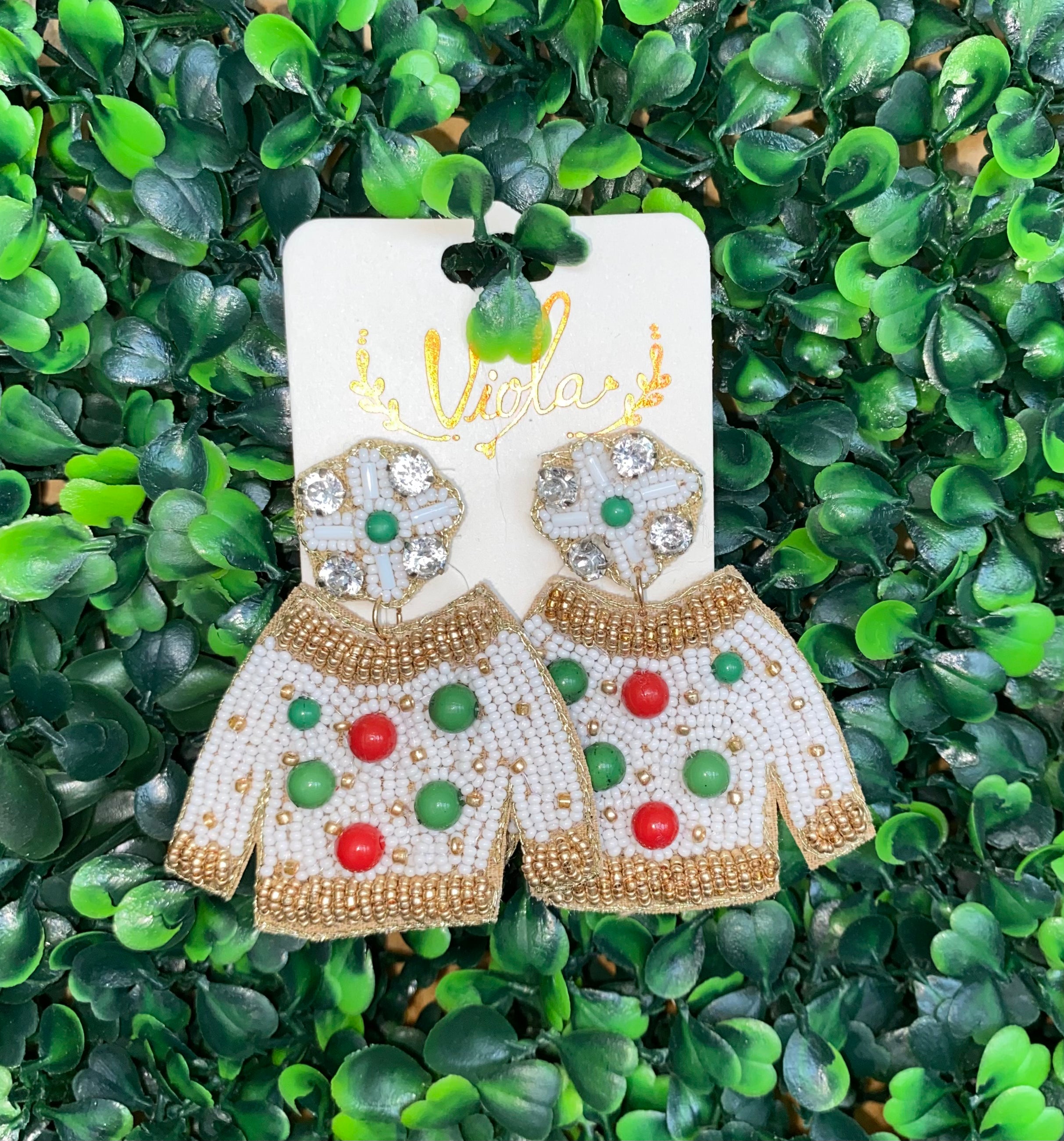 Beaded Christmas Earrings