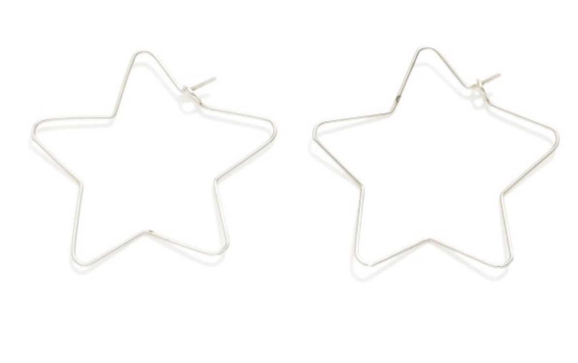 Metal Tone Wire Star Hoops