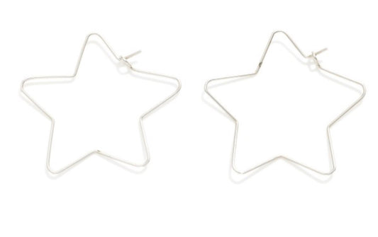 Metal Tone Wire Star Hoops