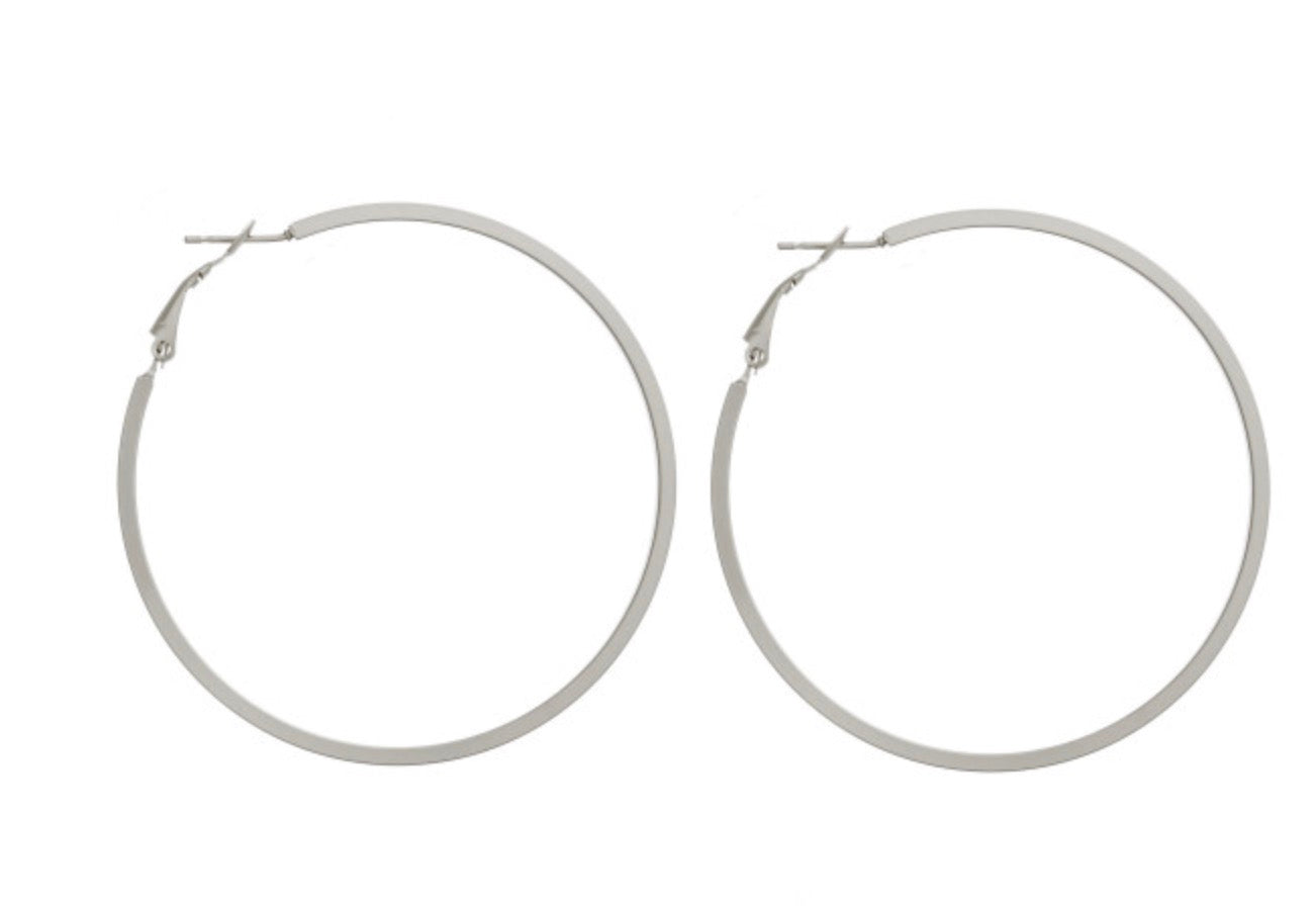 Silver Large Matte Hoop
