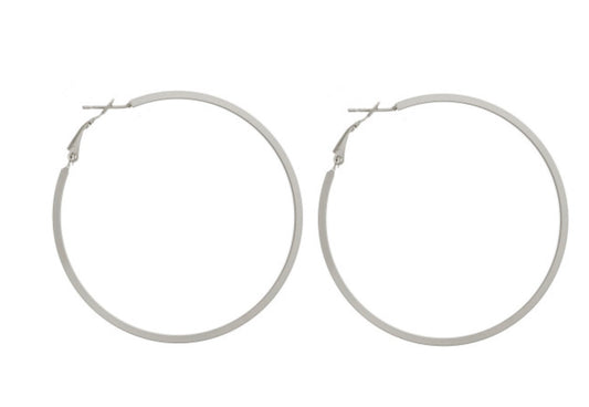 Silver Large Matte Hoop