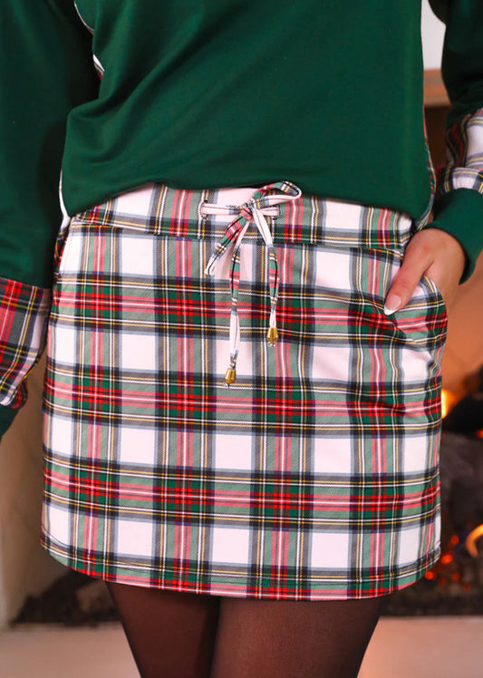 White Christmas Plaid Skort