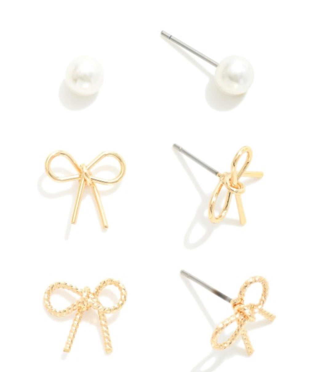Bows and Simple Pearl Studs