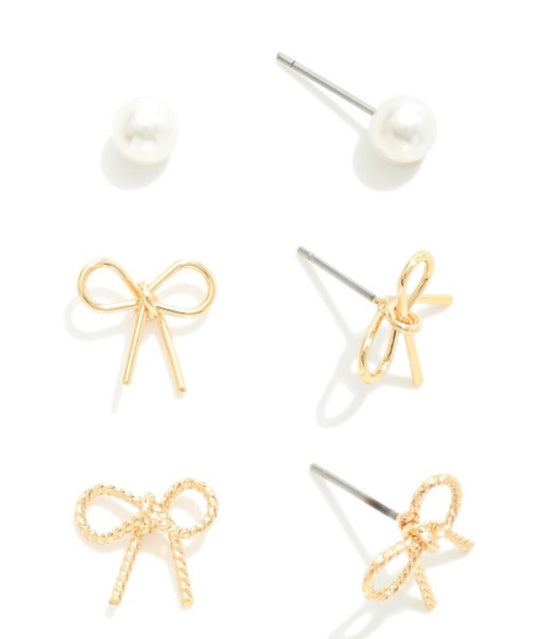 Bows and Simple Pearl Studs