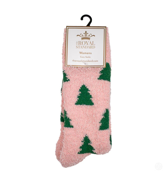 Pink Christmas Tree Snuggle Socks