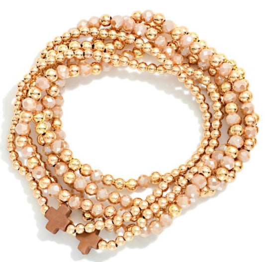 Brown Cross Bracelet Stack