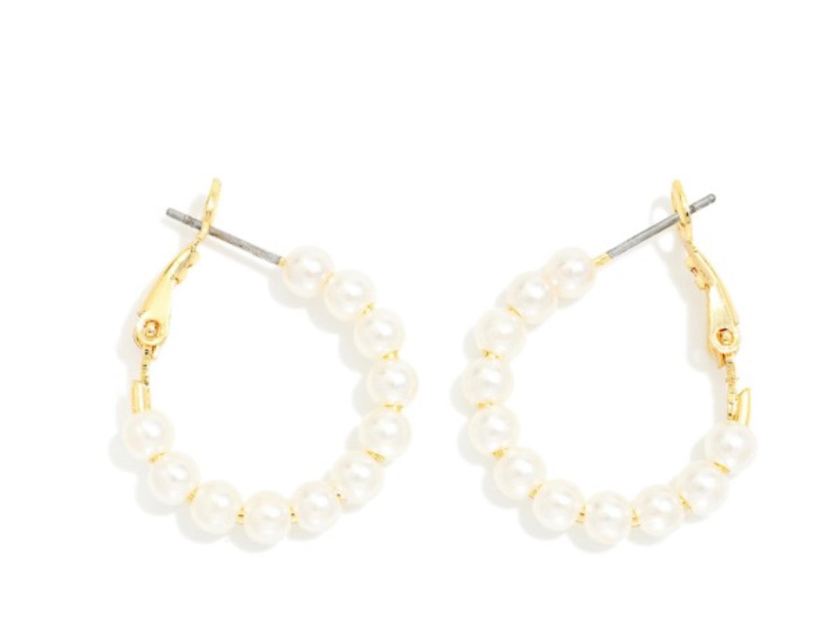 Pearl Huggie Hoop Earring