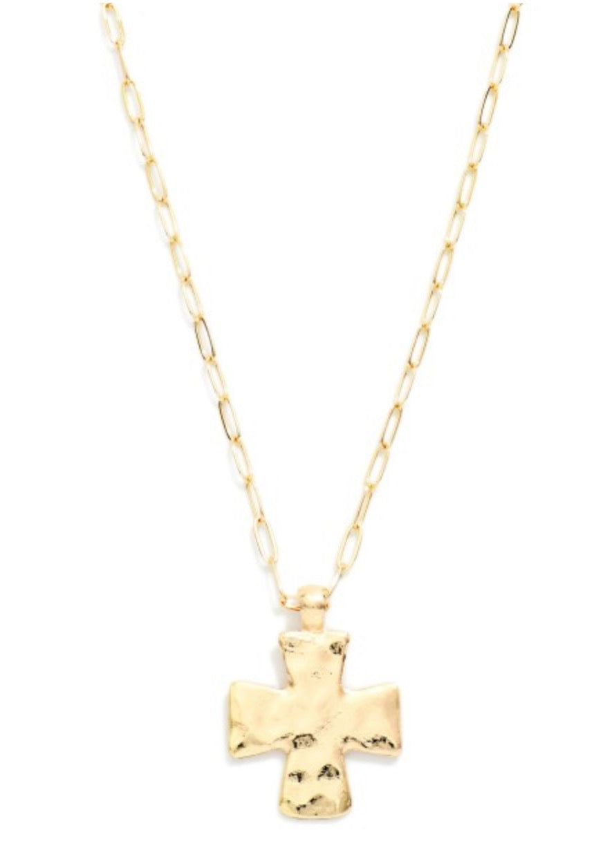 Paperclip Chain Cross Necklace