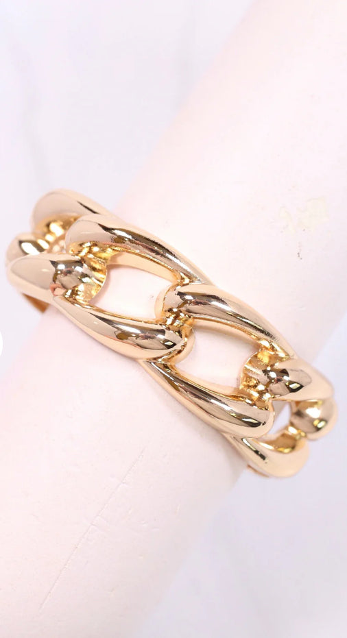 Link Cuff Bracelet-Gold