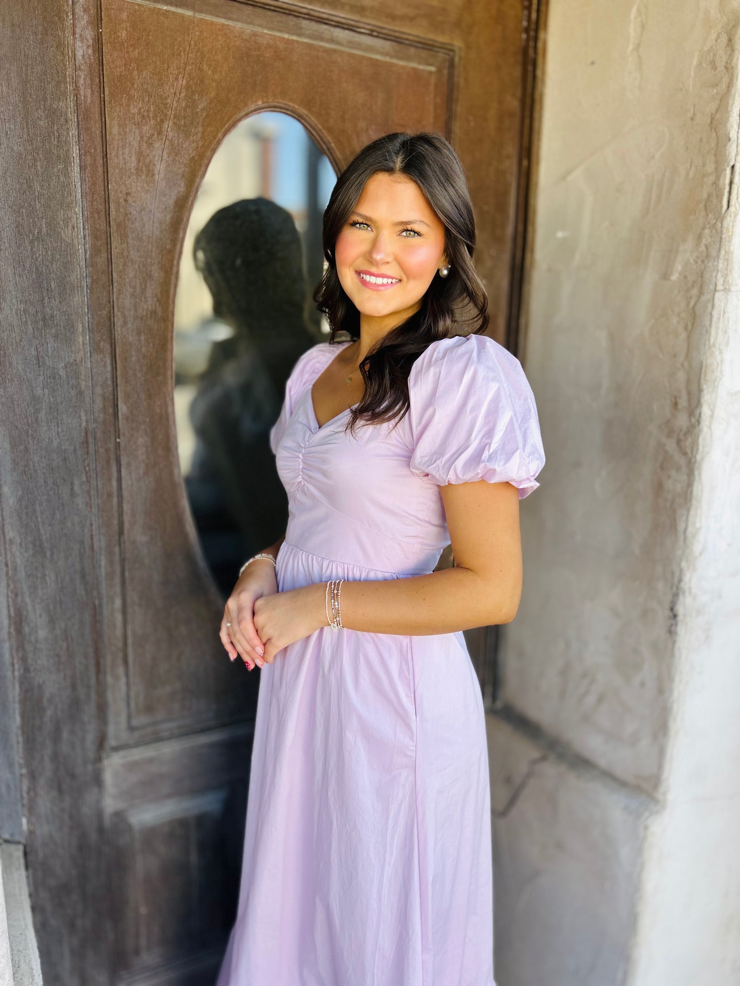 Bubble Hem Poplin Maxi Dress