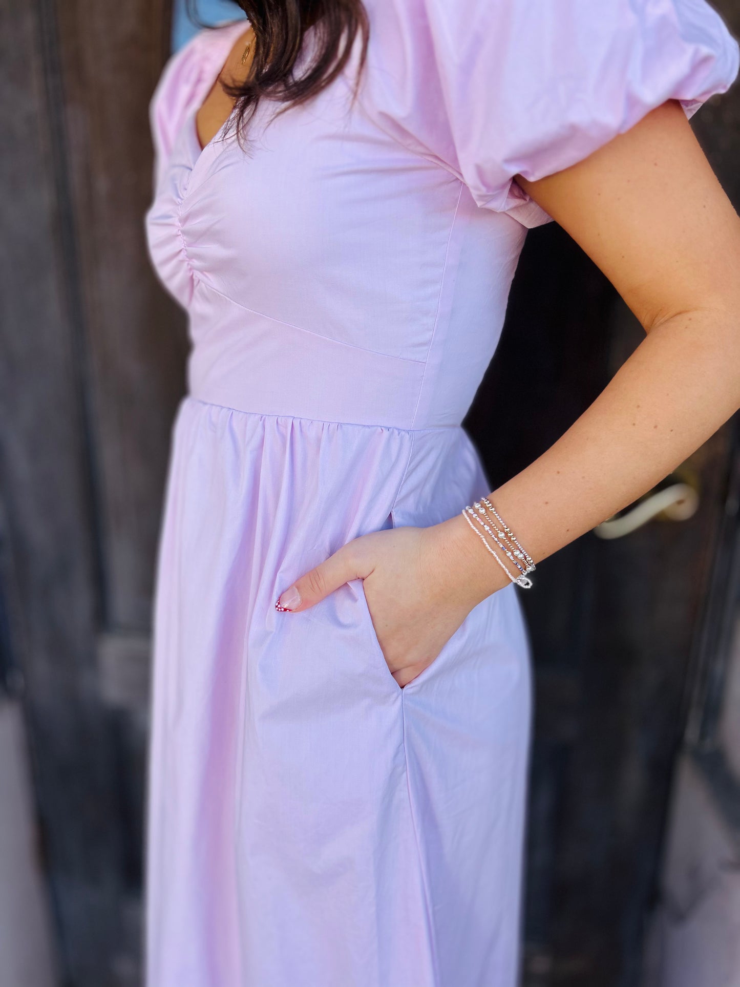 Bubble Hem Poplin Maxi Dress