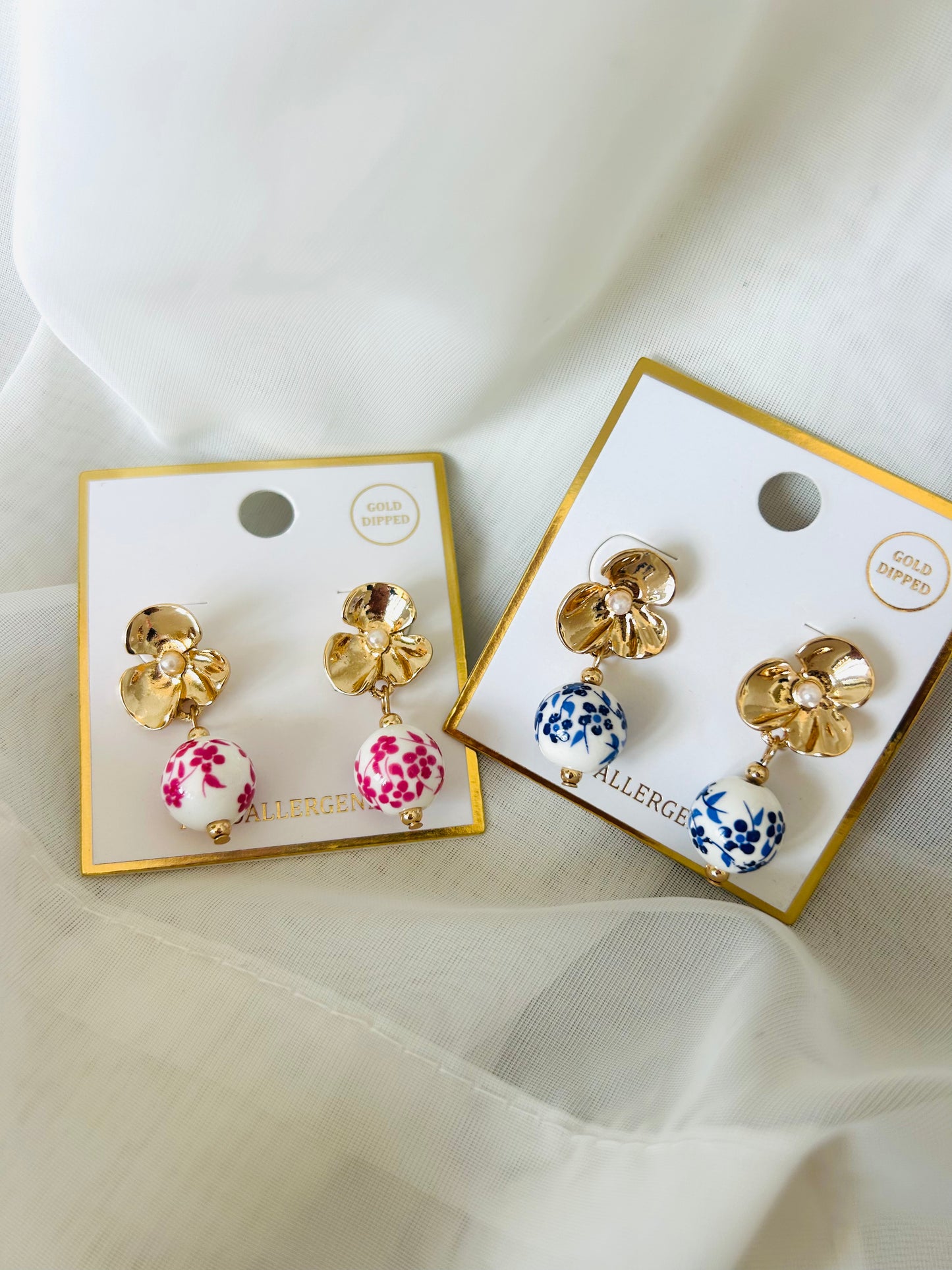 Gold Flower Chinoiserie Earrings