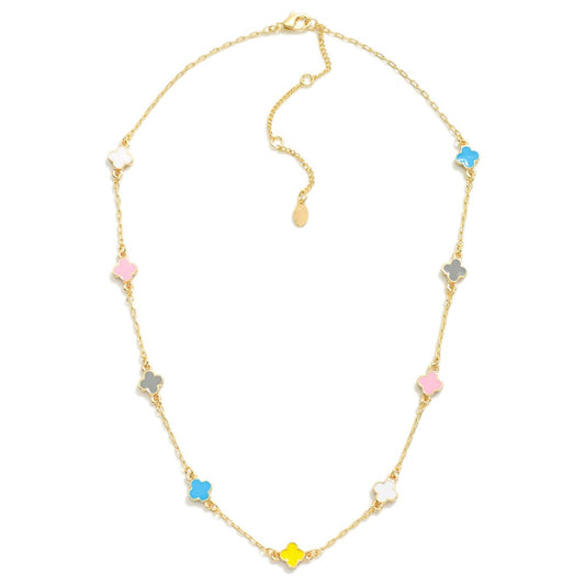Colored Clover Stones Necklace