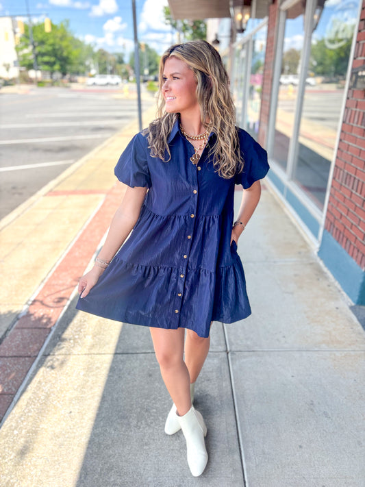 Navy Shimmer Dress