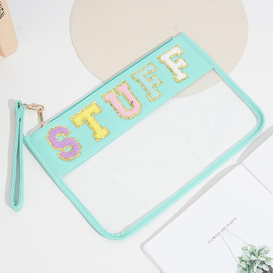 “Stuff” Faux Leather Wristlet