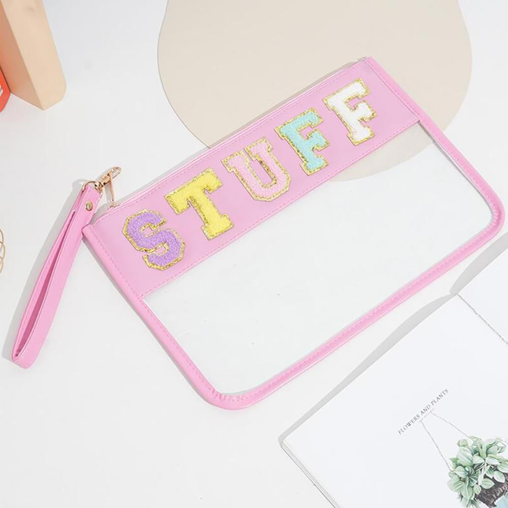 “Stuff” Faux Leather Wristlet