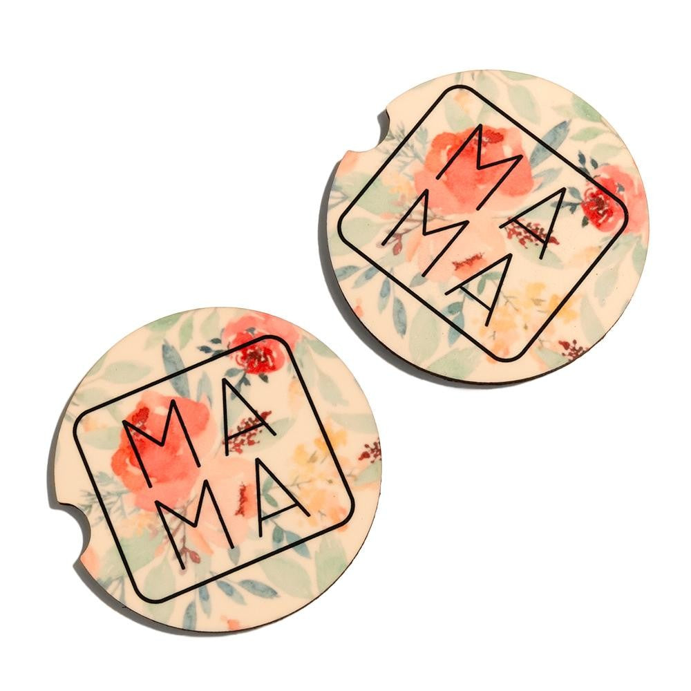 “MAMA” Floral Printed Car Coaster