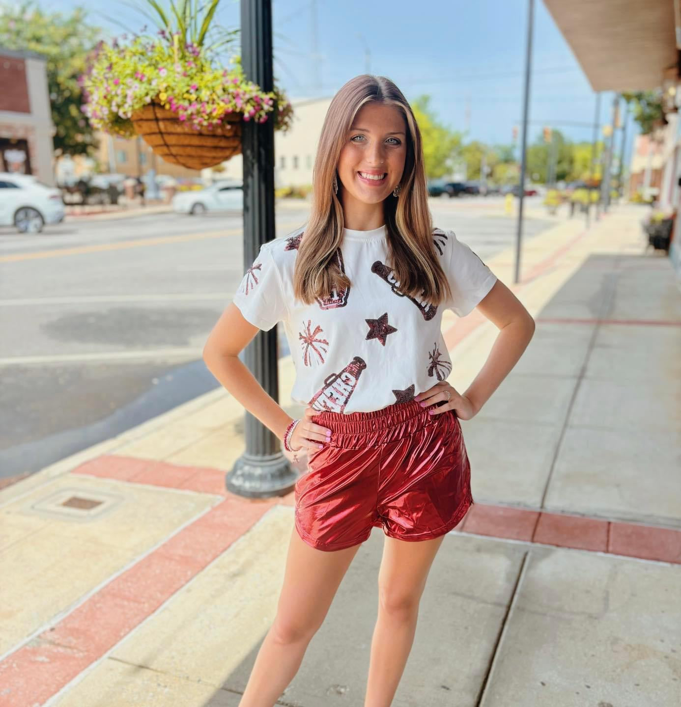 Metallic Maroon Shorts